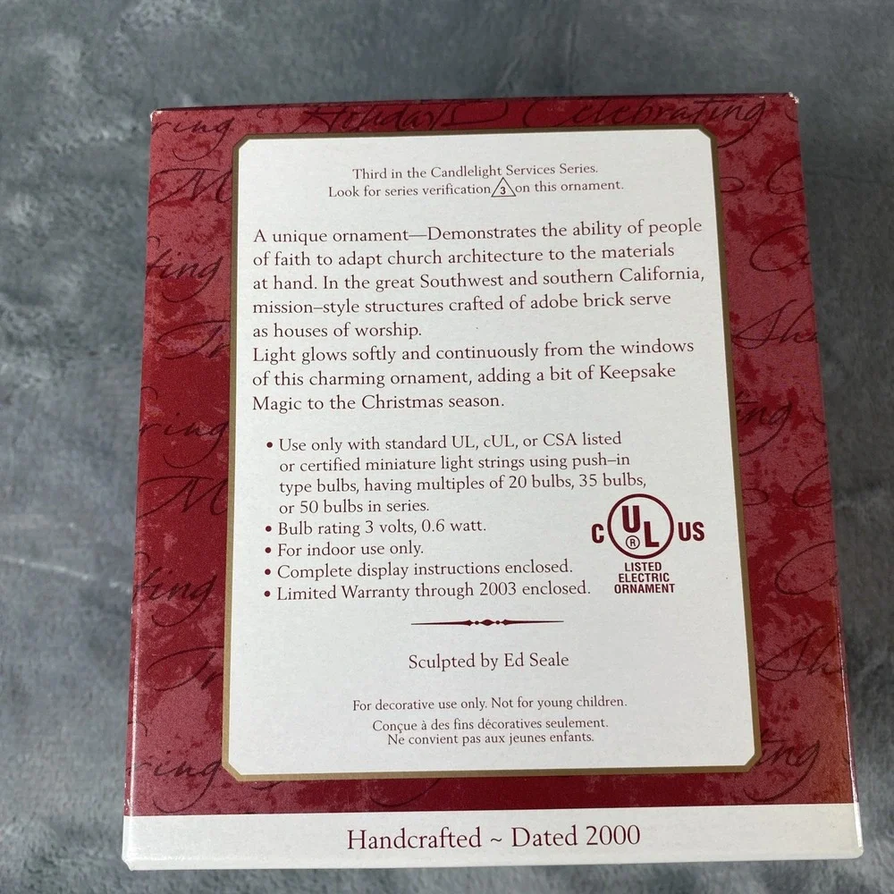 HALLMARK ADOBE CHURCH #3 SERIES 2000 MAGIC LIGHT CHRISTMAS KEEPSAKE ORNAMENT